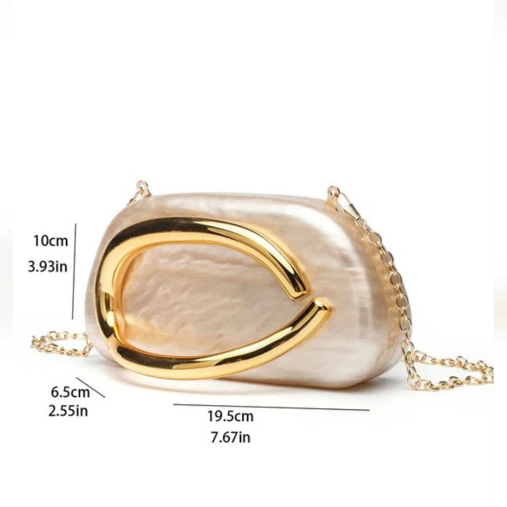 Gold and Cream Clutch with Metallic Accent